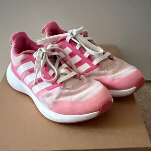 Adidas Women's Pink and White Sneakers